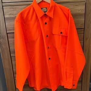LNWOT Cabela’s Bright Hunter Orange Button-Up Shirt